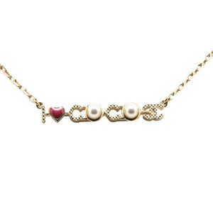 CHANEL Authentic Gold Pearl Logo Necklace